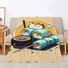 Fluffy Plaid Sushi Cat Character Blanket for Sofas Bed Blankets for Decorative Sofa Designer Throw Blanket King Size Beach Towel 3