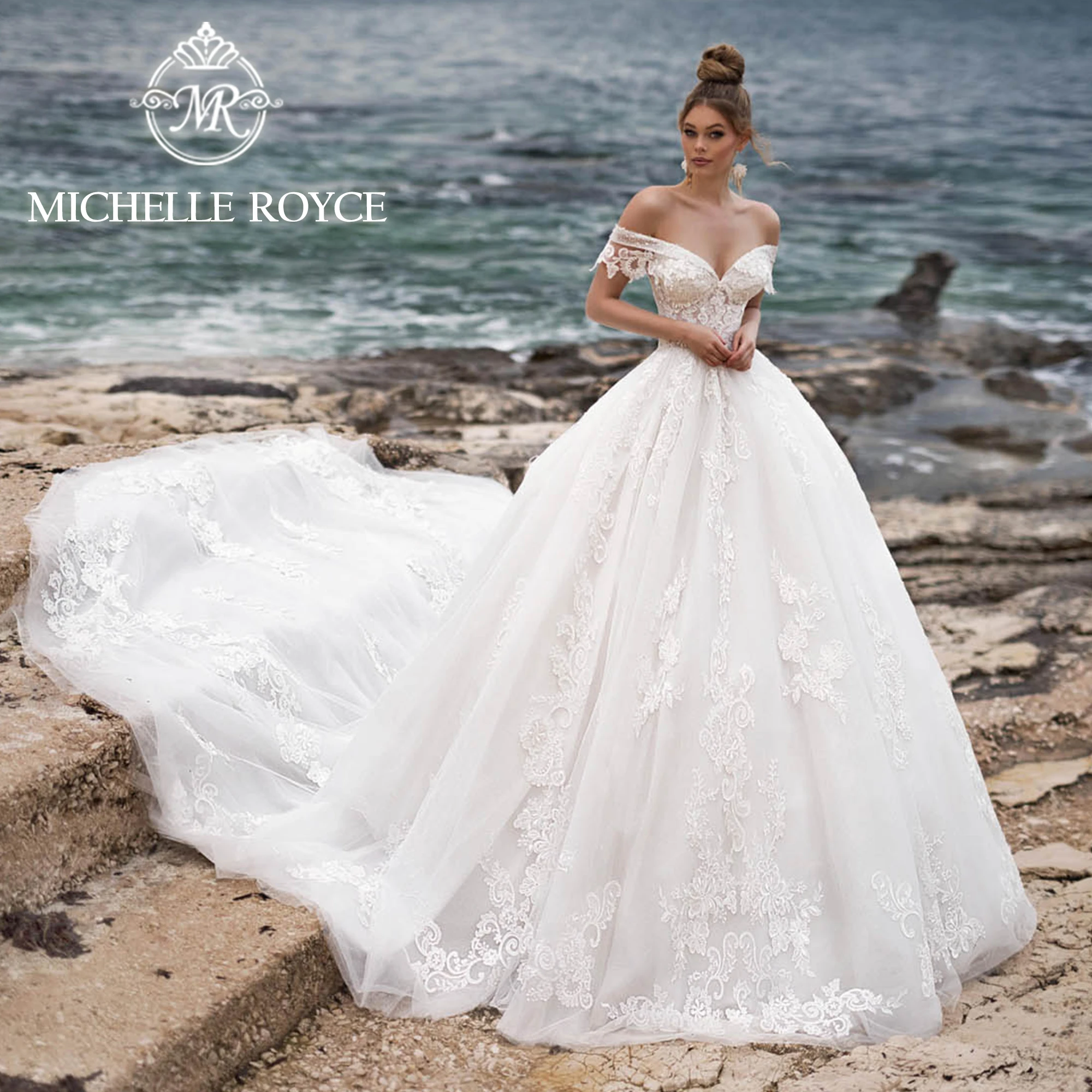 

Michelle Royce A-Line Wedding Dresses For Women Off Shoulder 2024 Sweetheart Beading Wedding Gown For Bride Vestidos De Novia