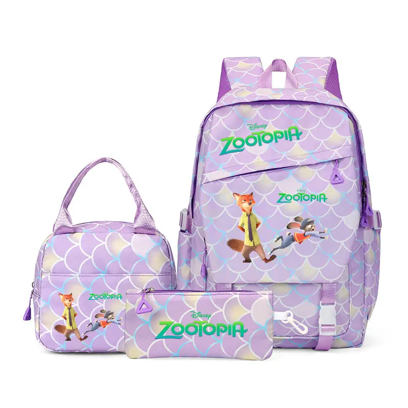 Disney Zootopia imprimé 3 pièces/ensemble étudiant garçon fille cartable coloré sac à dos avec sac à déjeuner enfants adolescent école Bookbag
