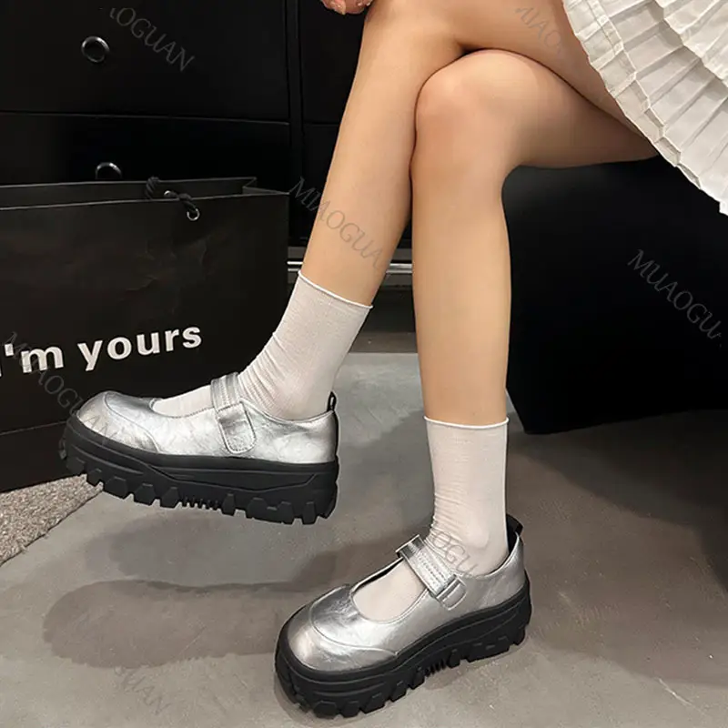 High Quality Fashion Retro Thick Bottom Mary Jane Shoes Chunky High Heeled Shallow Mouth Single Shoe Platform Sneakers for Women - Image 6