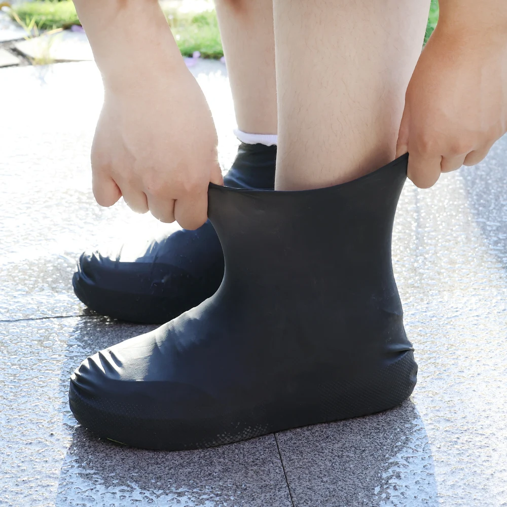 Description Picture 6 of item5/1pairs Shoe Waterproof Covers Outdoor Rubber Rain Boot Cover Non-slip Silicone Shoe Covers Rainy Day Shoe Covers Shoes Gear