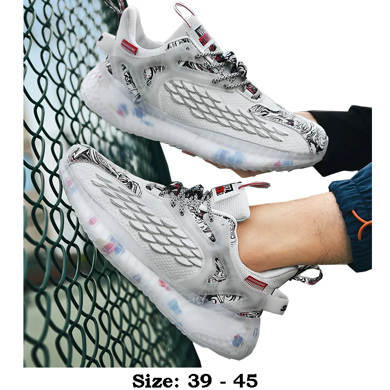 High quality casual sport shoe for men new 2023 size 44 45 comfortable outdoor running tennis sneakers shoe - white black