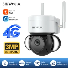 SHIWOJIA 3MP 4G IP Camera Outdoor Security Protection Surveillance Auto Tracking Smart Home Alexa Security CCTV H.265 Onvif