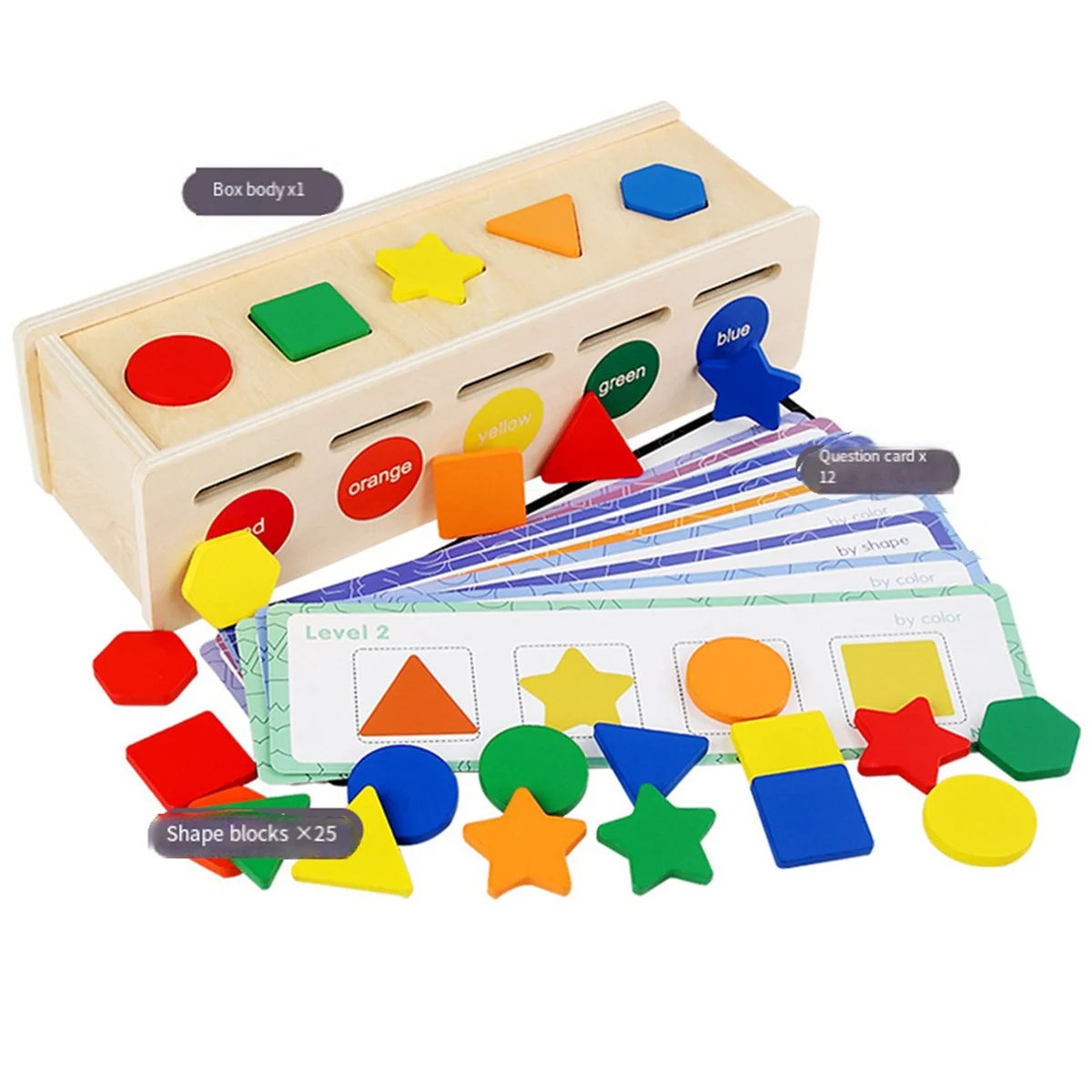 A72I Toys Color&Shape Sorting Learning Matching Box for Baby Toddlers 1-3 Year Old,B