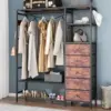 Heavy Duty Clothes Rack for Hanging Clothes with 5 Shelves & 5 Drawers, Metal Freestanding Clothing Rack with Five Hooks, Garmen 1