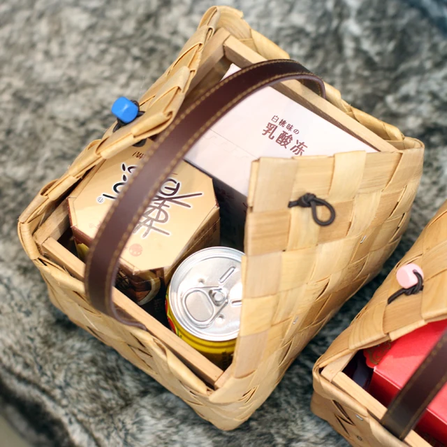 Kézi Szőtt Fa Chipek Kosár Ajándék Akadályozza Az Esküvői Cukorka Doboz Ünnepi Kellékek Születésnapi Ajándékkosár - Image 5