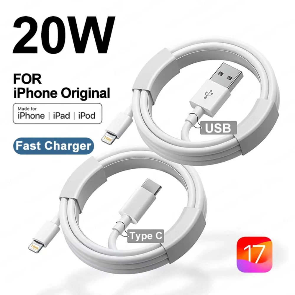 USB Cable 2Pcs Fast Charging Phone Date iPhone 14 13 11 12 Pro Max Mini XS 7 8 Plus Accessories