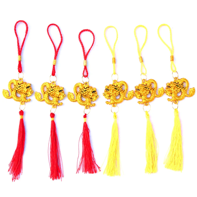 

25cm 2024 Year Of The Dragon Gold Plastic Zodiac Dragons Small Pendant Mascot Bonsai Decoration Home Car Hanging Ornaments