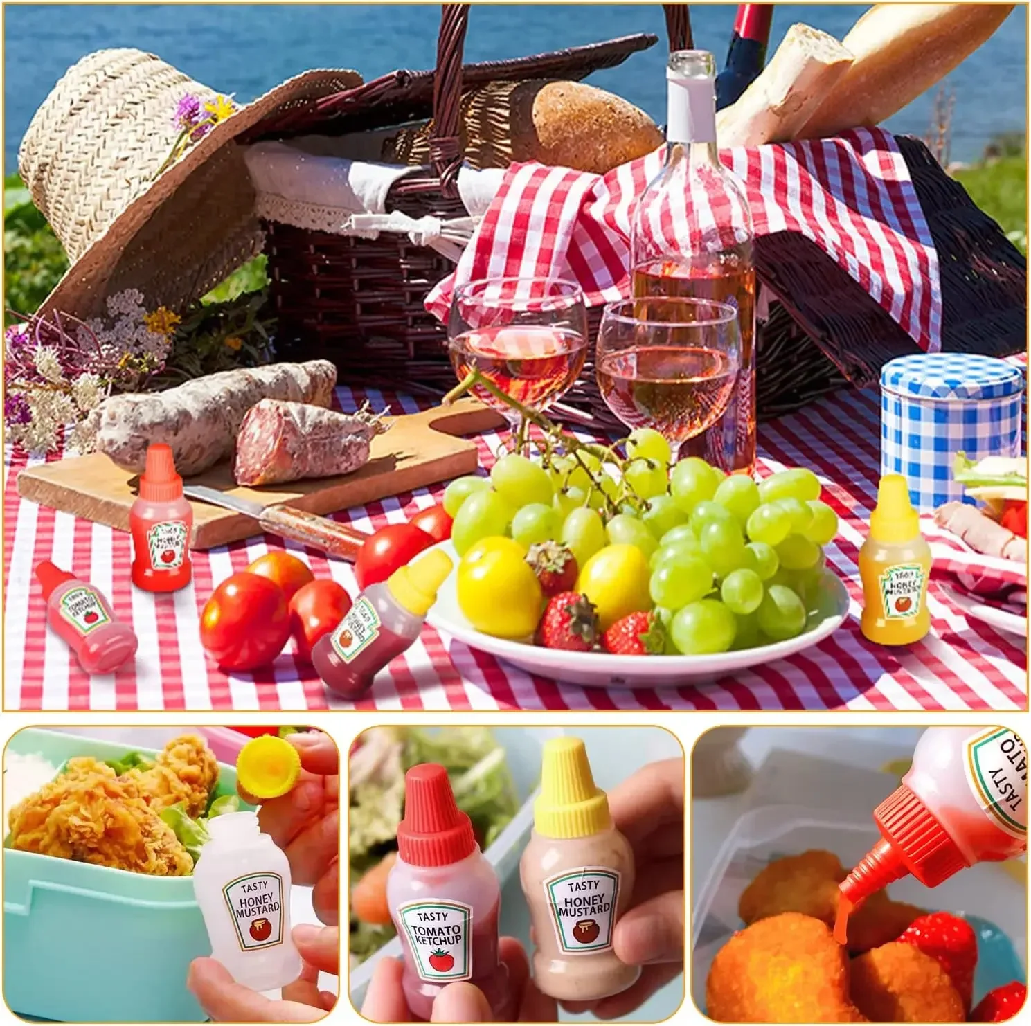 Description Picture 2 of itemMini Camping Sauce Kitchen Spice Racks Box Squeeze Cooking Utensils Bottle Salt Shaker Ketchup Condiment Dispenser Kids Lunch