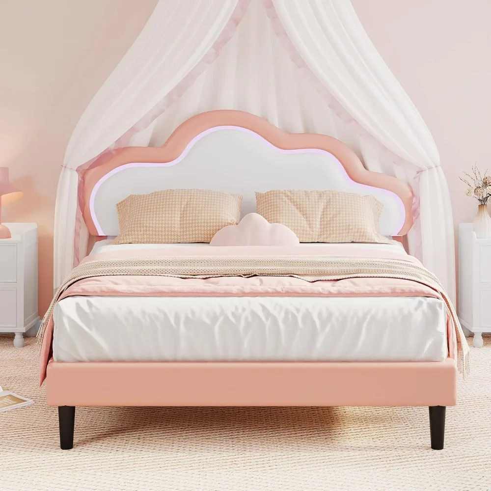 LED Light Upholstered Bed Frame image 1