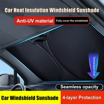 Car Windshield Sun Shade 4 Layers Nano Coating Window Shade Foldable Front Windscreen Sunshade UV Protection For Car SUV Truck 1