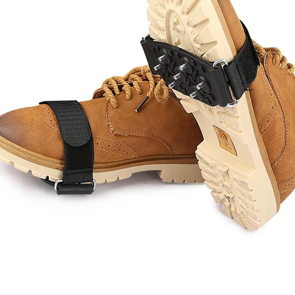 Shoes Ice Cleats 7 Spikes Adjustable Fastener Tape Anti-slip Outdoor Climbing Boots Ice Snow Grips ice gripper spike climbing crampons