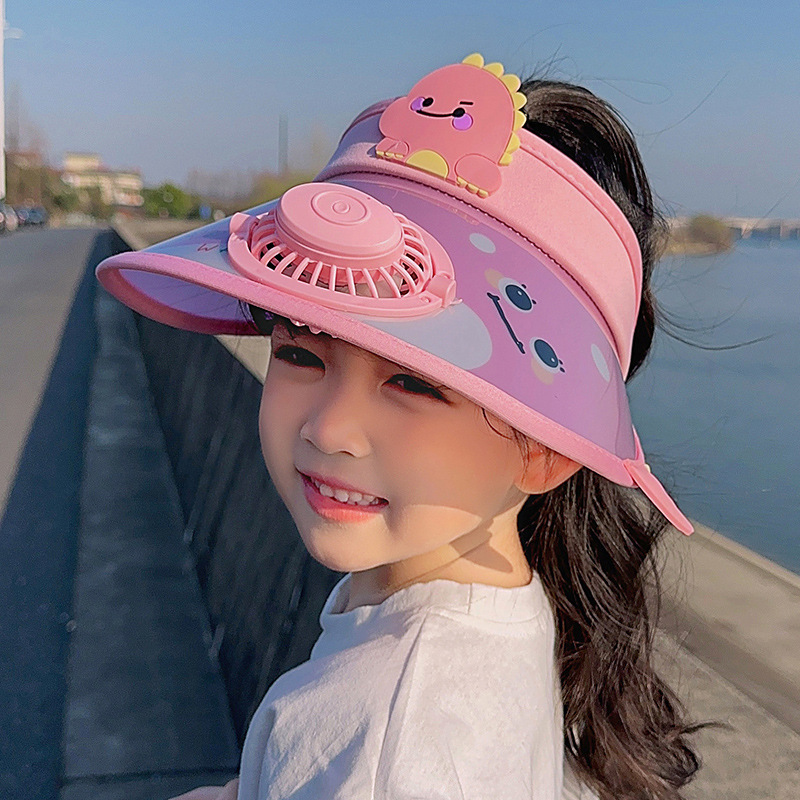 Sun Hat with Fan Large sun protection, women/men/children visor, adjustable elastic clasp suitable for outdoors