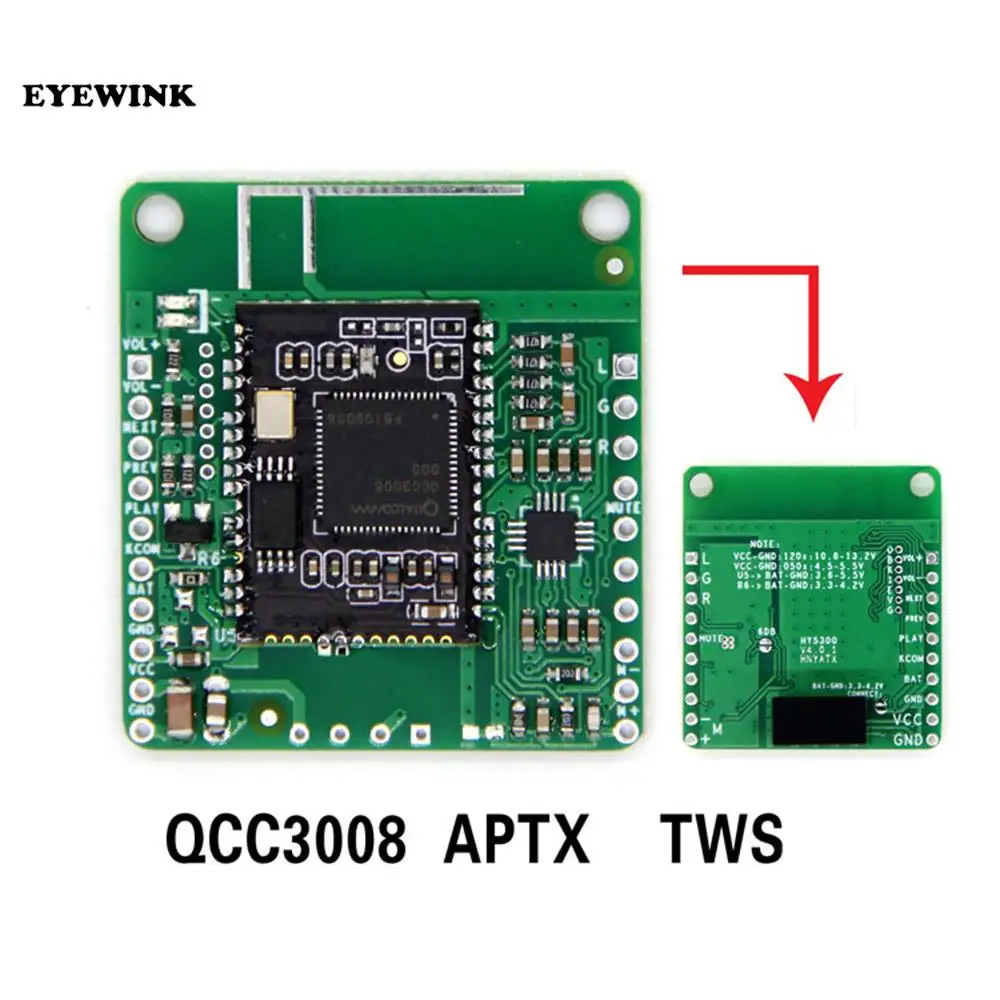 TWS QCC3008 Bluetooth 5.0 Power Amplifier Board APTXLL Audio Module HIFI DC 5V 