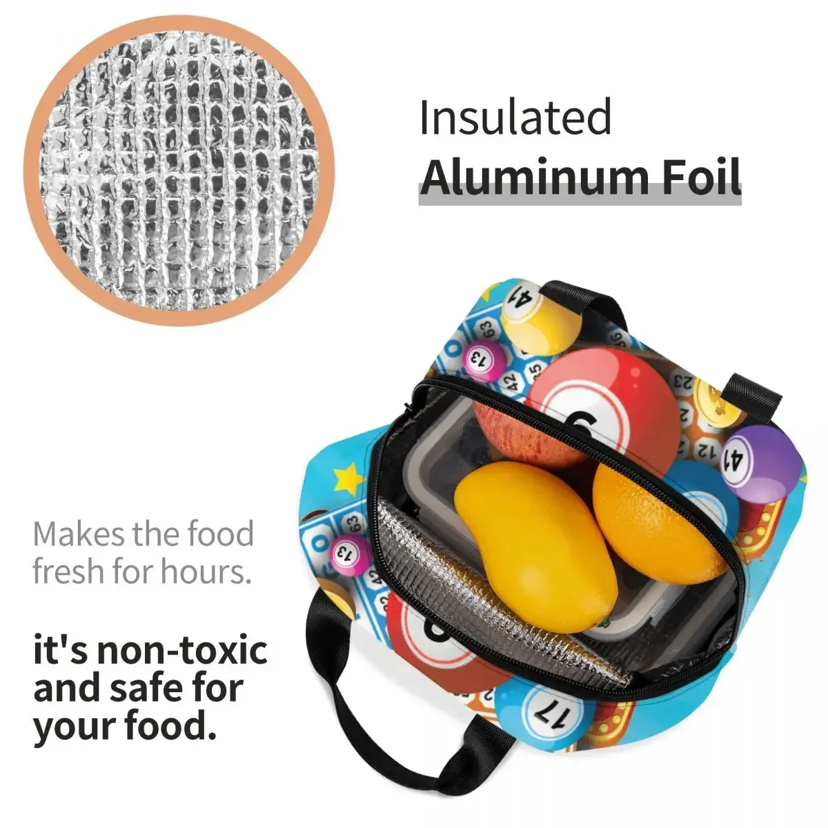 Hot Game Bingo Lunch Box Women Waterproof Cooler Thermal Food Insulated Lunch Bag Kids School Children Resuable Picnic Tote Bags