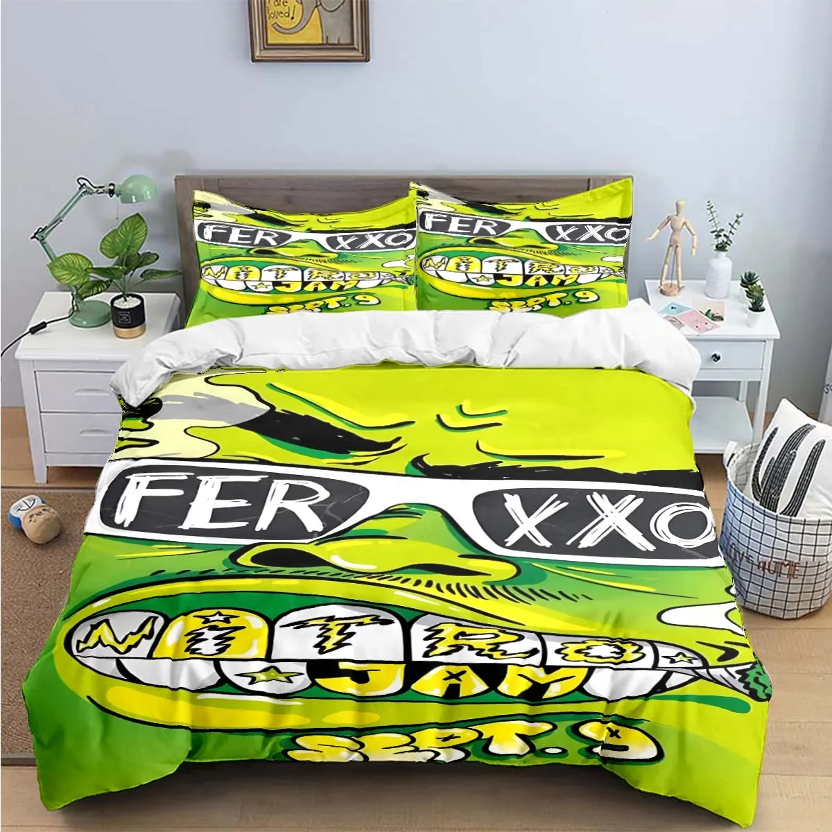 Fashion Pop Singer Ferxxo Feid Print Bedding Sets Bed Supplies Set Duvet Cover Bed Comforter Set Bedding Set Luxury BirthdayGift 2
