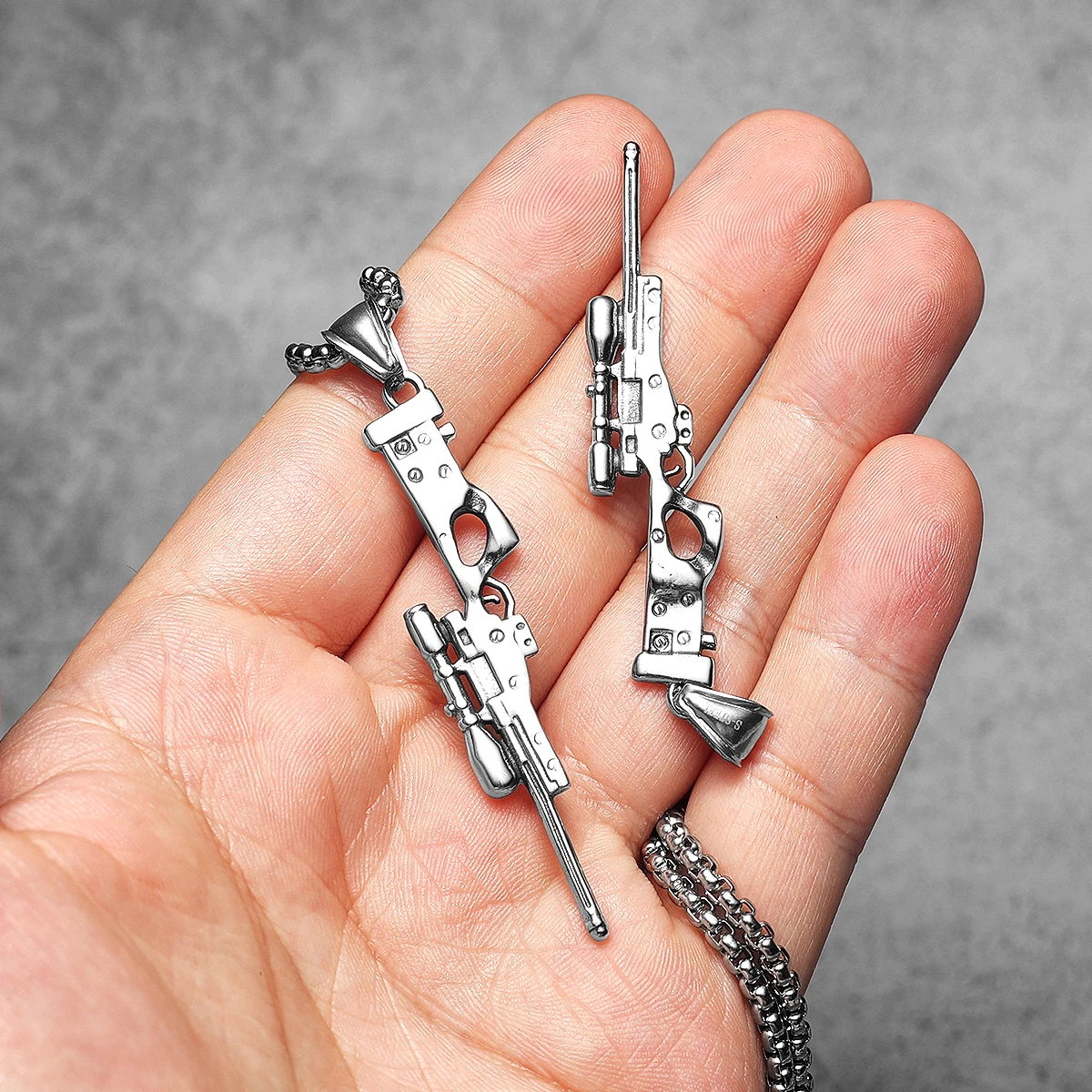 AWM Sniper Gun Stainless Steel Jewelry Fashion Men Necklaces With Pendant For Male Women Punk HipHop Accessories Gifts Wholesale 2