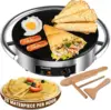 Commercial Electric Crepe Maker 16 Inch 110V Non-Stick 1700W Electric Crepe Machine Adjustable Temperature Control 403 Stainless 1