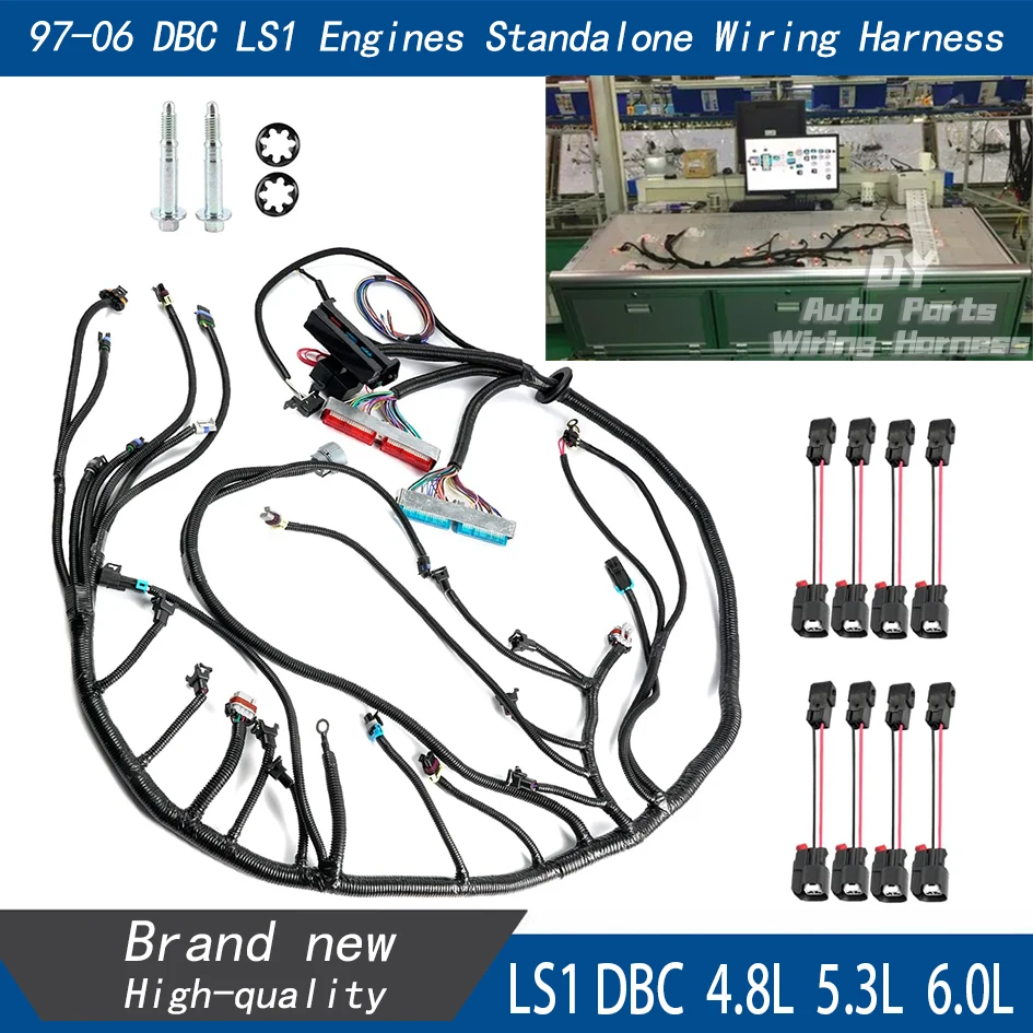 4L60E DBC Adapter Engine Wiring Harness Standalone 8pcs EV1 to EV6 For 1997-2006 GM LS1 4L60E Drive by Cable 4.8 5.3L 6.0L