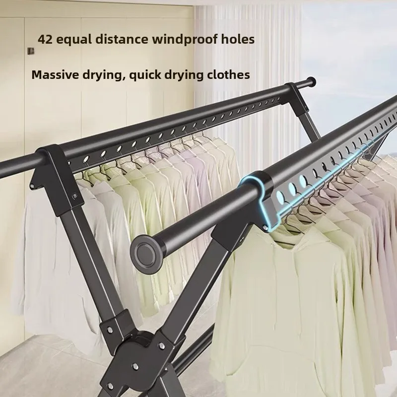 Floor-to-ceiling drying rack Aluminum alloy outdoor foldable free installation drying rack Children's clothing drying rack 4