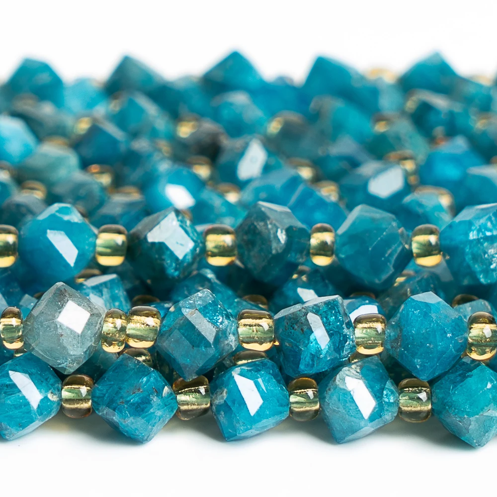 Natural Stones Beads Blue Apatite Beads Faceted Loose Semi Gemstone BeadsFor Jewelry Making DIY Necklace Bracelet 6/8MM