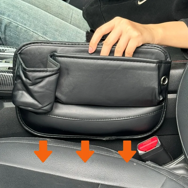 Universal Car Seat Gap Organizer Multifunctional Leather Gap Filler with Cup Holder Auto Seat Storage Box Anti-Drop Gap Filler
