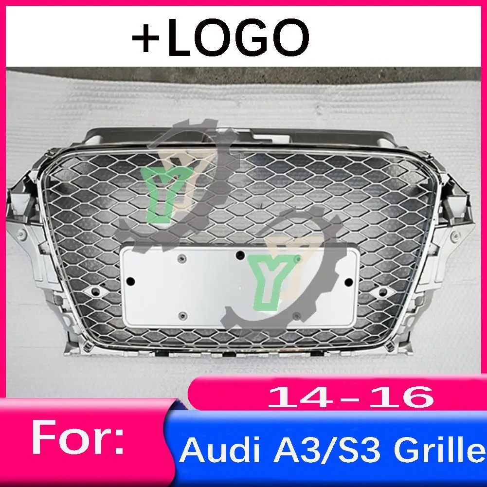 For Audi A3/S3 2014 2015 2016 8V Car Front Bumper Grille Centre Panel Styling Upper Grill (Modify For RS3 style)