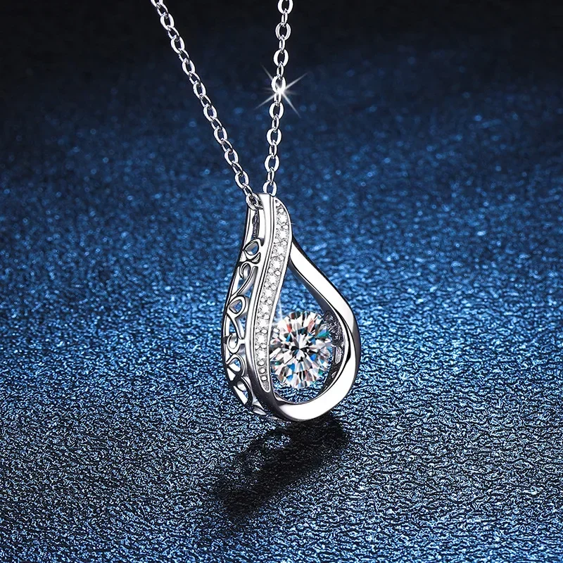 1 Carat Moissanite Pendant Necklace For Women Party 925 Sterling Silver Diamond Neck Chain pendant necklace,moissanite necklace