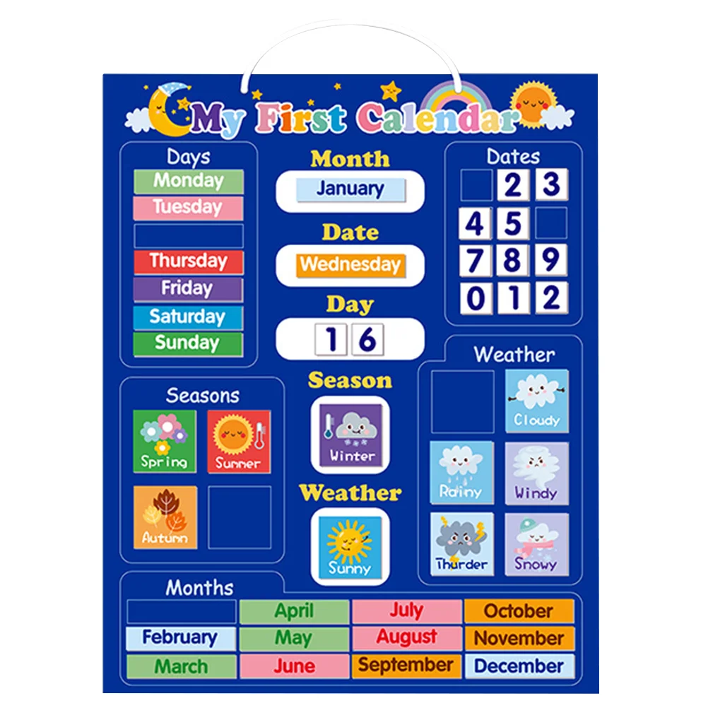 Classroom Calendar Pocket Chart Date and Weather Digital Number English Board Toy