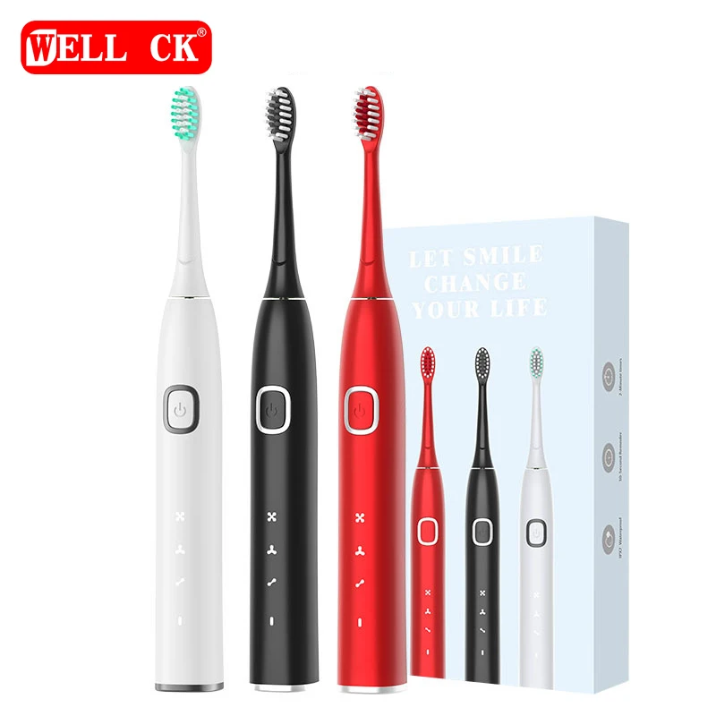 Sonic Electric Toothbrush USB Charge Rechargeable 3 Modes Electronic Whitening IPX7 Waterproof Teeth Brush Chinese Red