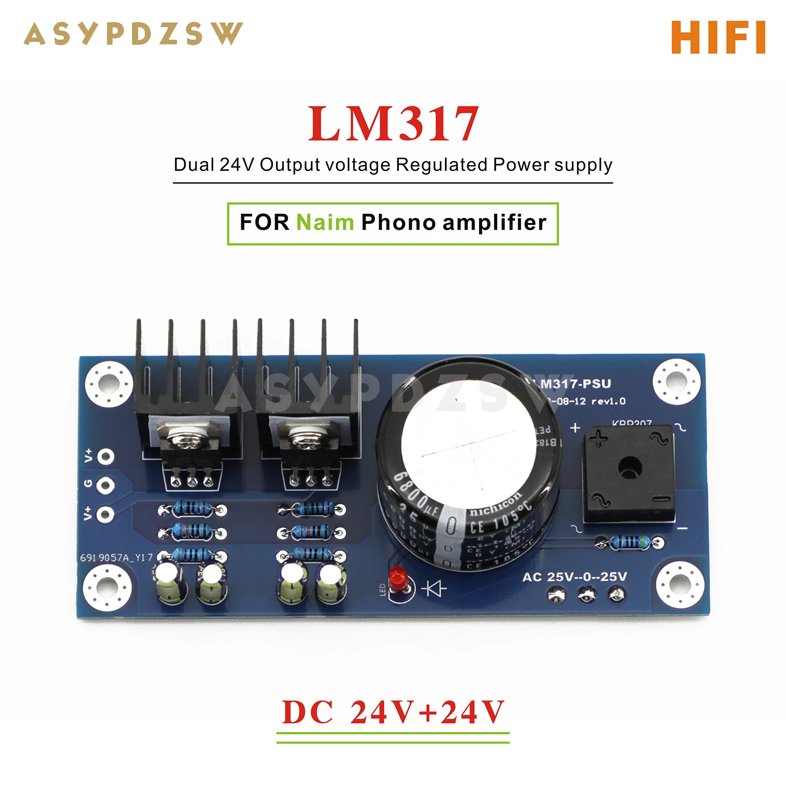 Il Corredo Regolato Lm317-Naim Di Diy Dell'Alimentazione Elettrica/Ha Finito Il Bordo Per L'Amplificatore 24V + 24V Di Naim Phono
