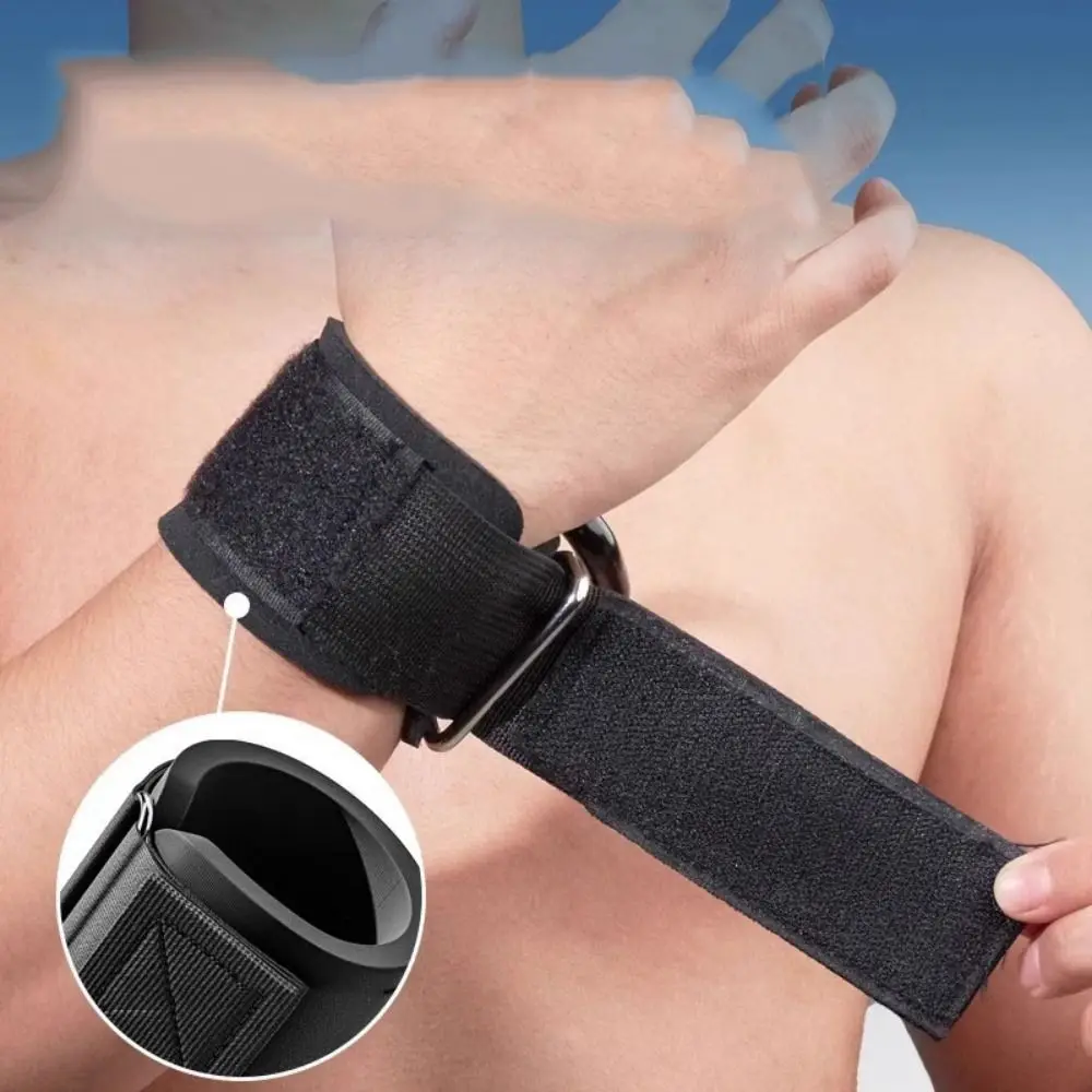 1 Pair Pull-up Weight Lifting Grip Hook Adjustable Black Auxiliary Power Wrist Guard with Hook Non-Slip Steel Hook Grips Strap