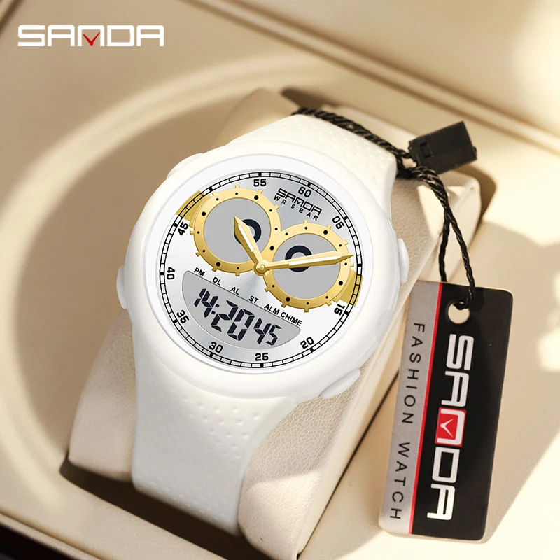 

Sanda 6118 Fashion Cool Design TPU Strap Relojes For Men Stainless Steel Back Analog Digital Movement Electronic Hand Watch 2024