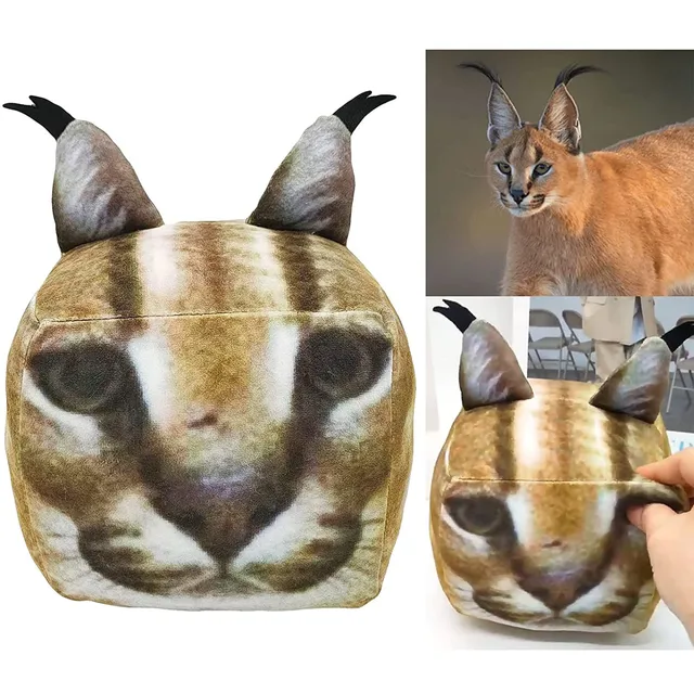 Floppa macio pelúcia gatos pelúcia boneca bonito caracal presente quadrado  gatos simulação boneca para crianças presentes de aniversário