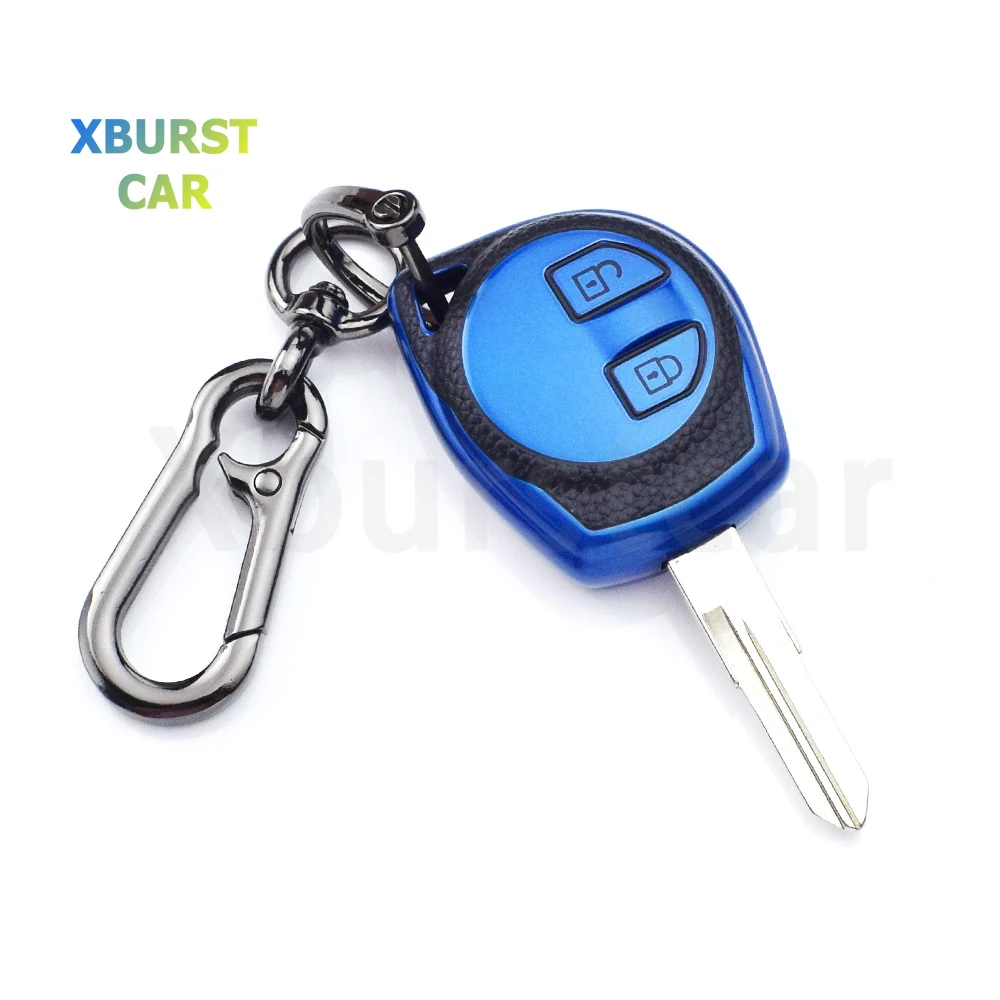 KUNIO Custodia Portachiavi Auto In TPU Per Suzuki: Swift, Vitara, SX4, Jimny - Colore Bianco Con Bordo Oro