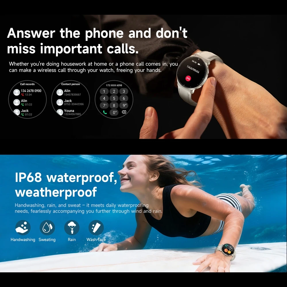 2026New 7.6mm Ultra-Slim SmartWatch Women Health Monitoring Outdoor Flashlight Sleep Monitoring Bluetooth Call Smart Watch Women 6