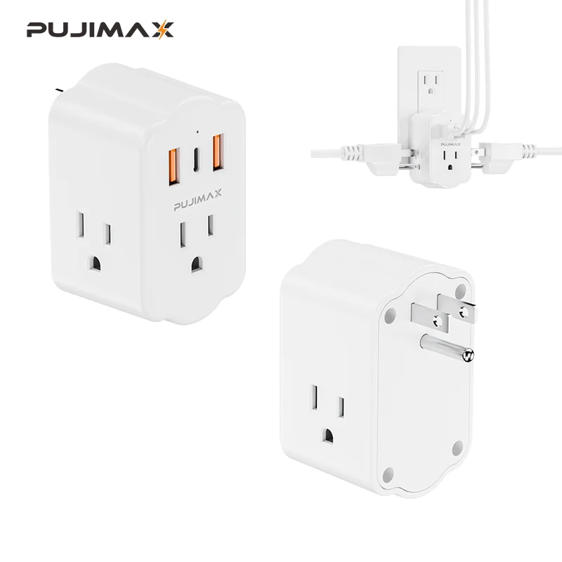 PUJIMAX Universal Plug Power Strip With 3 Outlets 3 USB Charge Multiple Wall Socket Adapter Expands For Cruise Ship Home Office power strip,plug adapter,electrical socket,power socket,power plug adapter,wall socket extender