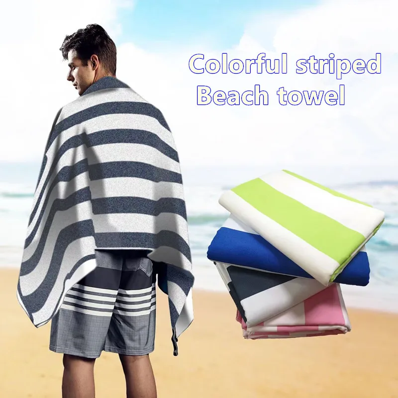 

Microfiber Broad Stripe Beach Towels Absorbent Quick Dry Yoga Swimming Resort Climbing Sun Protection Towel Travel Portable
