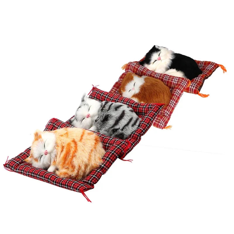Car Decoration Accessories Lovely Plush Kittens Doll Toy Home Decoration Car-styling Car Ornaments Cute Simulation Sleeping Cats Dashboard Decoration