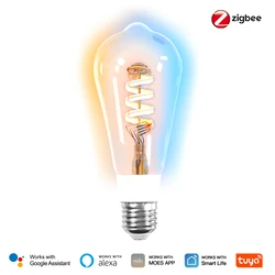 Smart Edison LED Bulb with RGB and Adjustable White, Voice - Control Enabled - Zigbee ST64 Bulb