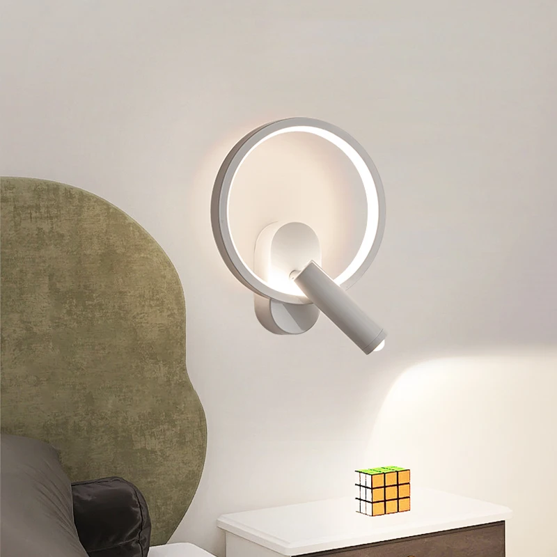 Wall Lamp with Spotlights Minimalist Bedroom Bedside Reading Light Rotating Creative Background Indoor wall sconces light led wall lamp wall lamp flexible reading light