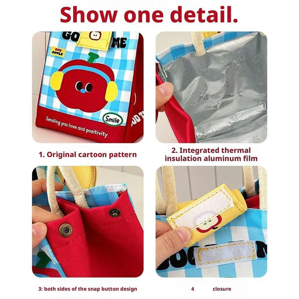 1pc Insulated Lunch Bag Cute Bento Tote Bag Fashionable Thermal Food Container for Offi... - SKU ILB00909 - UGI Packaging