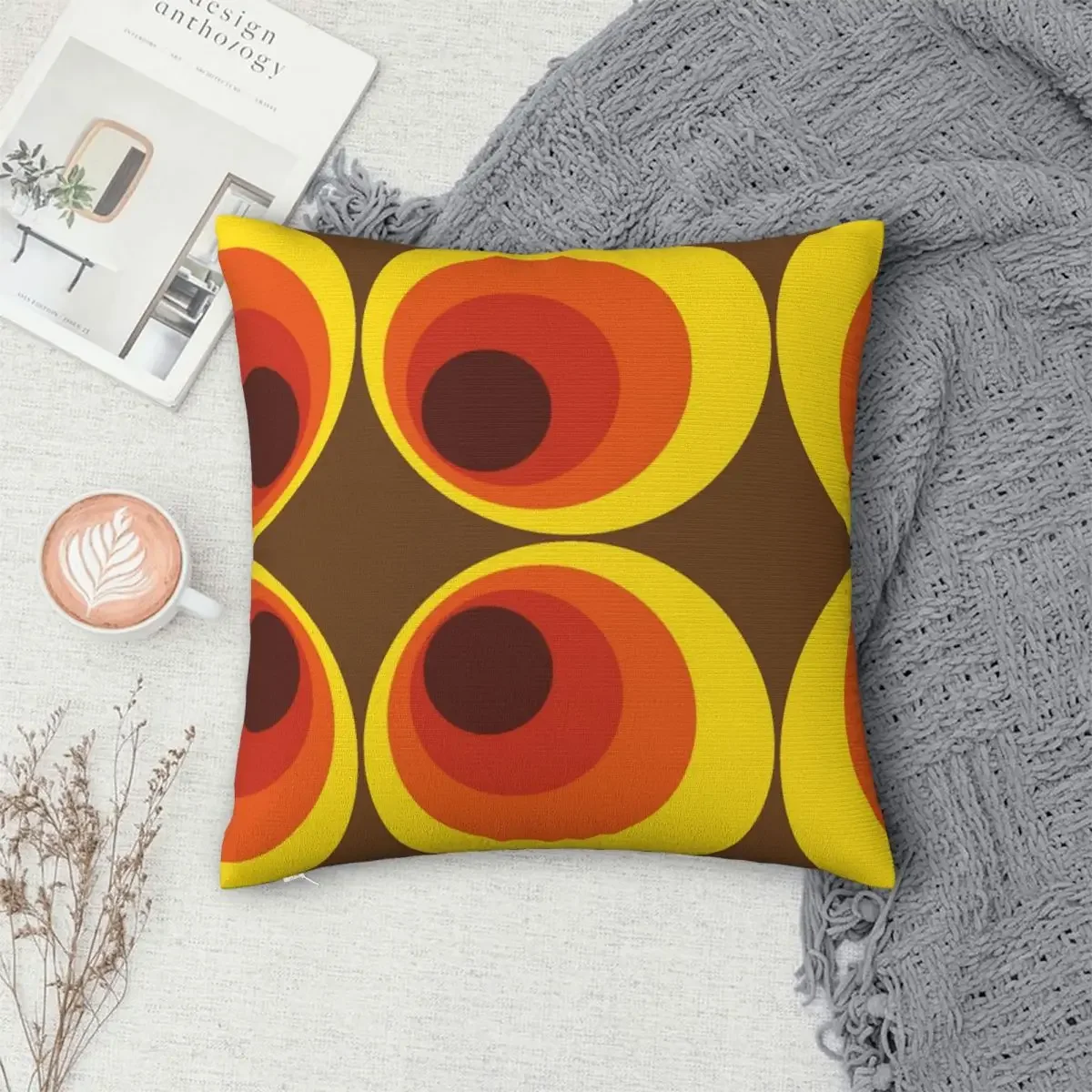 

70s, 80s Funky Vintage Circle Pattern Pillowcase Polyester Pillows Cover Cushion Comfort Throw Pillow Sofa Decorative Cushions