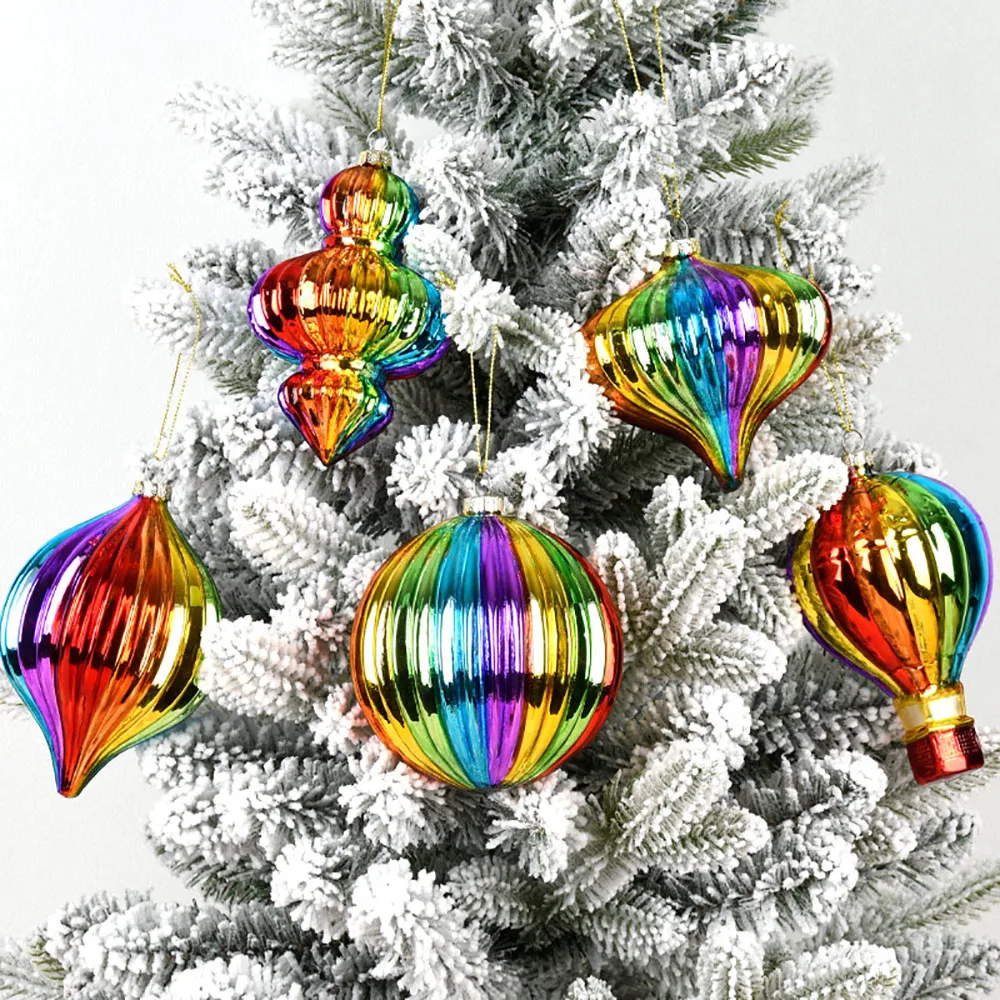 Rainbow Glass Ball Christmas Decoration Christmas Tree Pendant Accessories Store Window Hotel Family Indoor Hanging Gift Navidad - Image 2