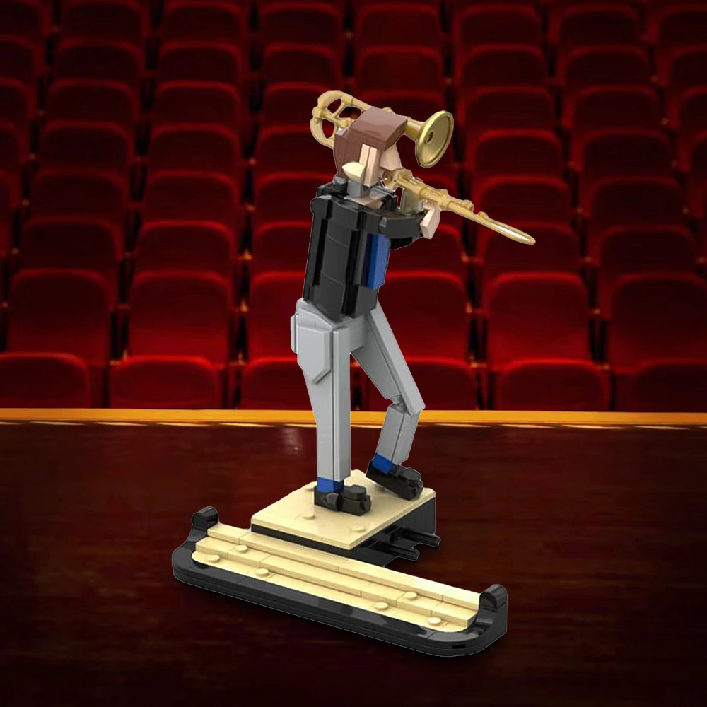 

MOC Trombone Player - Jazz Quartet Addition Model Building Blocks Creative Music Performer Toy Brick Children's Christmas Gift