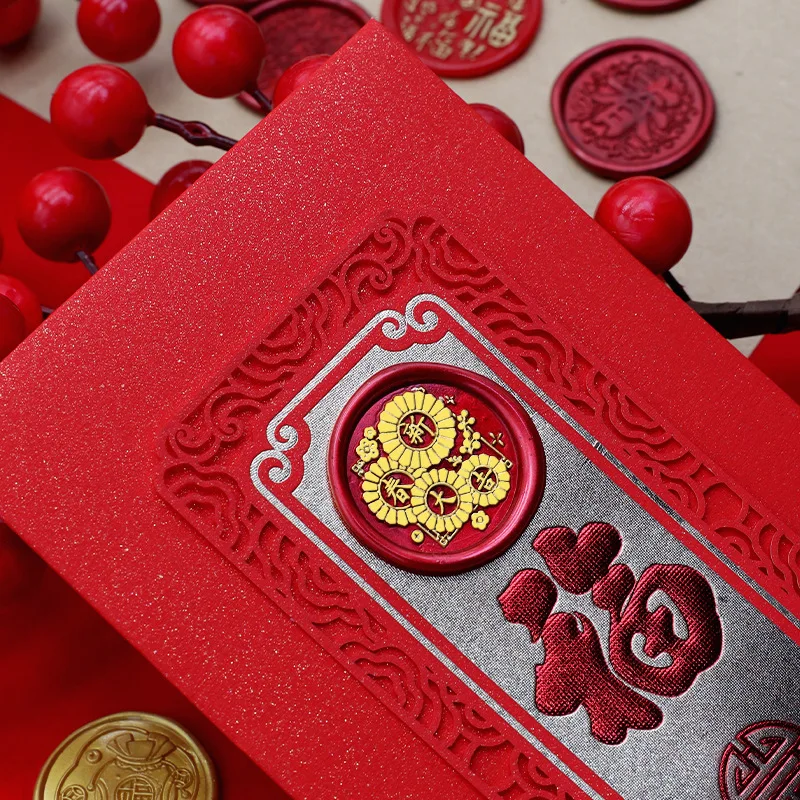 Sealing Wax Stamp Lacquer Seal Head Chinese New Year Sealing Wax Stamp Brass Head Dragon Year Lacquer Wax Gift Packaging