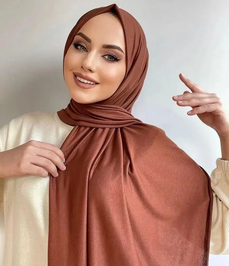 Ramadan Jersey Hijab Scarf For Muslim Women Shawl Stretchy Easy Hijabs Modal Cotton Hijab Scarves Headscarf