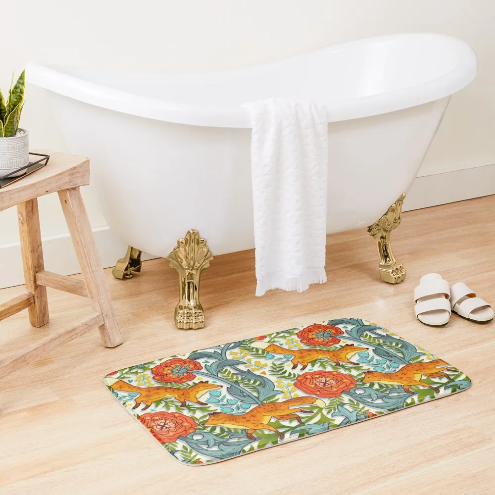 

Art Nouveau Foxes Bath Mat Bathroom Deco Anti Slip Bath Stickers Carpet Anti Slip Bathroom Rugs And Set Mat