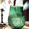 Green Wrinkle Glass Vase Artificial Flowers Decorative Flower Arrangement Desk Decoration Transparent Hydroponics Floral Vases 2