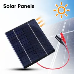 12V 10W Solar Panel Portable  Polysilicon Epoxy Panel Outdoor DIY Solar Charging Panel with Clip for 9-12V Battery Charging